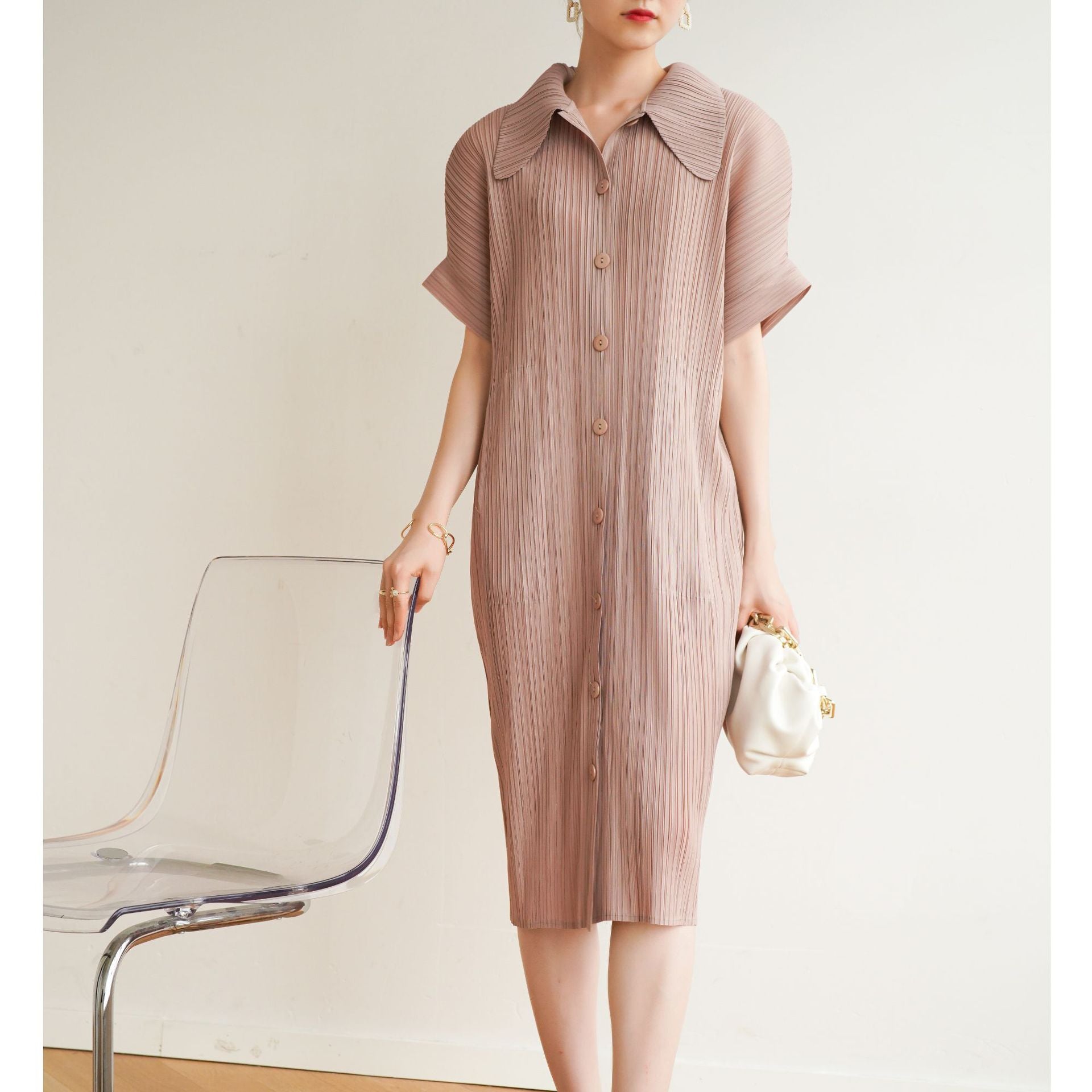 Quality Boutique-Style  Pleated Loose Casual Bohemian Long Dress