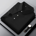 2025 New Men's Casual Fashion Striped Short Sleeved Collar Polo Shirt Breathable and Comfortable Summer Versatile T-shirt
