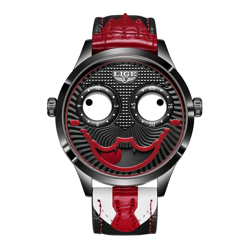 LIGE 2025 TOP Men's Watches Quartz Clown Dial Watches Unique Strange Fashion Cool Watch Waterproof watches for men reloj hommes
