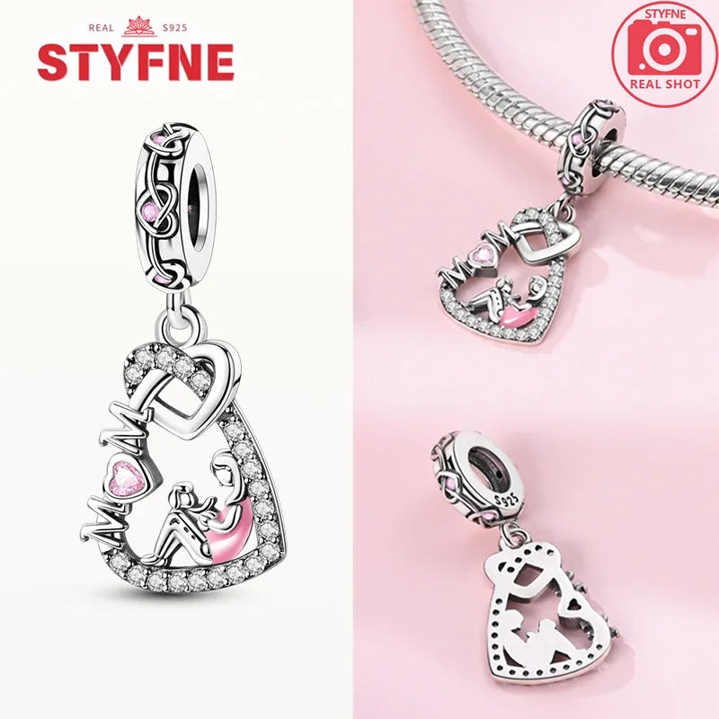 Romantic Original Accessories Sparkling Magic Cube Love Red Heart Beads 925 Silver Women Bracelet DIY Jewelry Gift Charms Beads