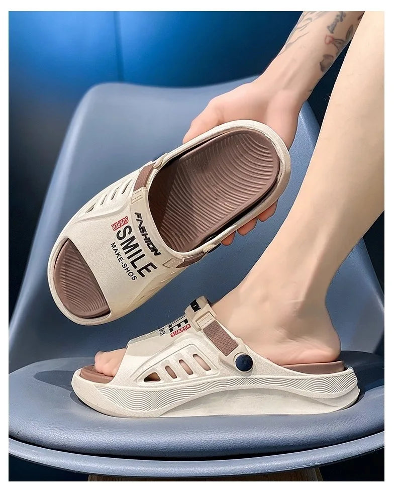 Summer wear trendy brand stepping on shit feeling non-slip seaside beach one-word sandals outdoor dual-purpose sandals