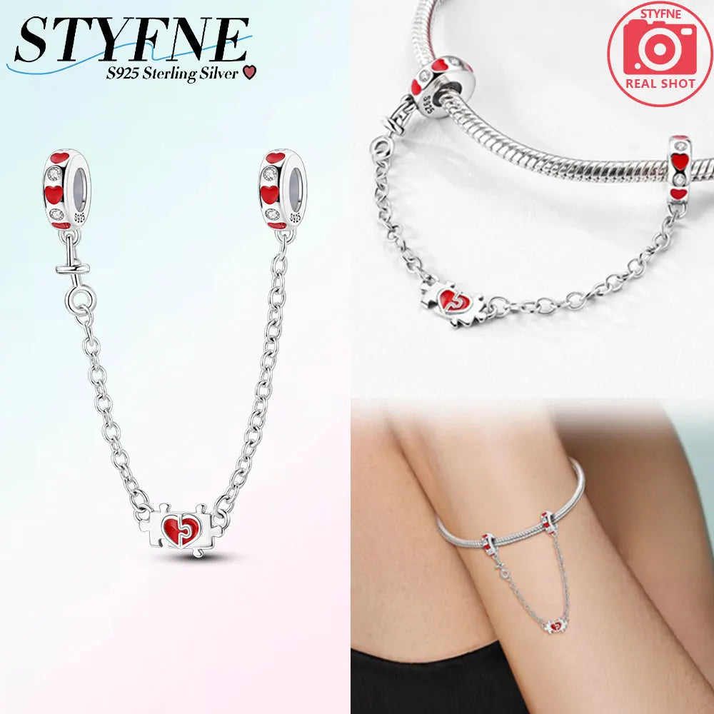 Romantic Original Accessories Sparkling Magic Cube Love Red Heart Beads 925 Silver Women Bracelet DIY Jewelry Gift Charms Beads