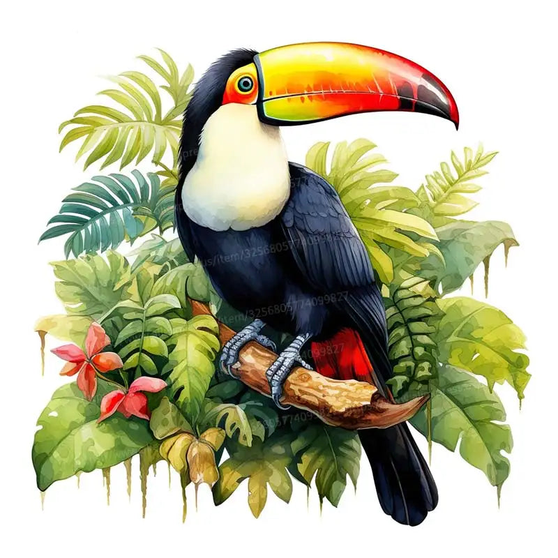 Toucan Watercolor Bird Wall Sticker Art Mural Living Room Bedroom Cabinet Decoration Home Decor Cute Animal Stickers S108