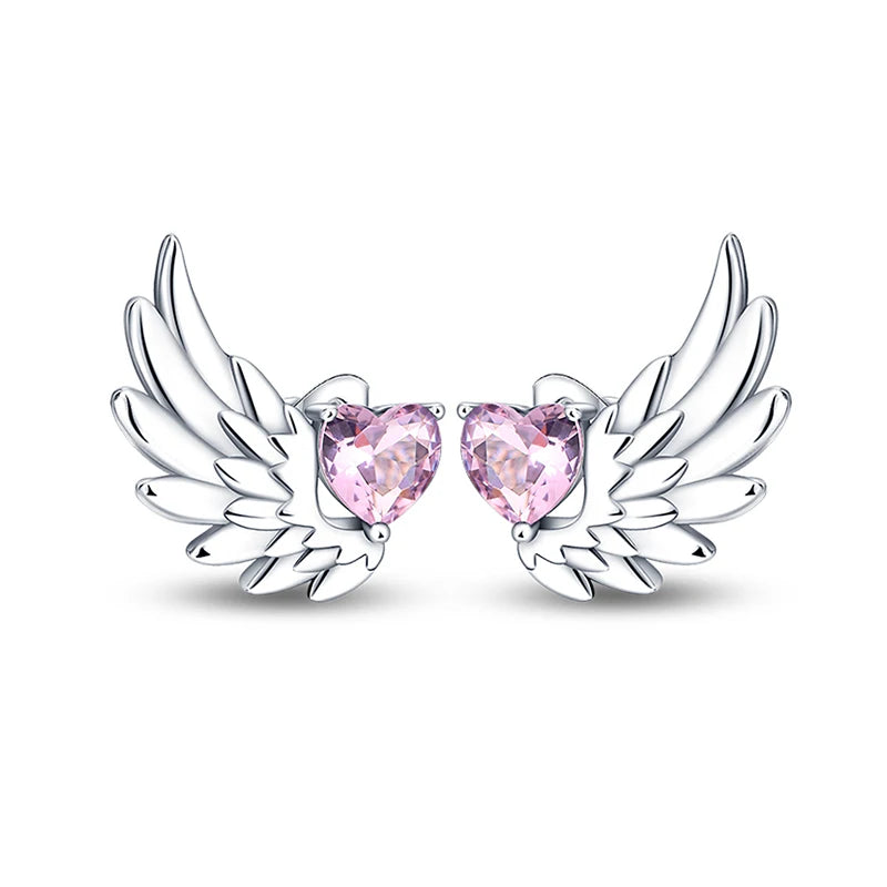 Fashion Spring Series Earrings For Women 925 Silver Color Butterfly Dragonfly Flower Heart Shaped Ear Studs Fine Jewelry Couple