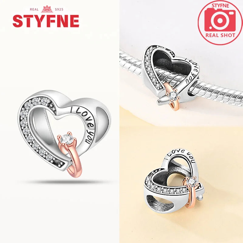 Romantic Original Accessories Sparkling Magic Cube Love Red Heart Beads 925 Silver Women Bracelet DIY Jewelry Gift Charms Beads
