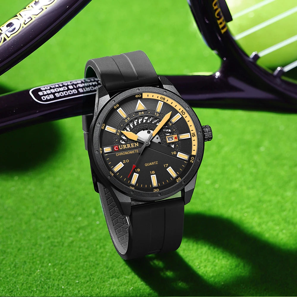 CURREN 8421 Men's Watch Luxury Men's Quartz Watch Breathable Leather Strap Waterproof Business Casual Sports Men's Watch
