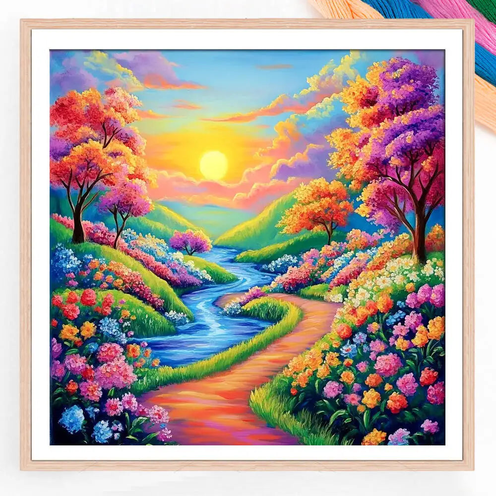 Landscape Fantasy Nature Cross Stitch Full Kit 11ct Diy Embroidery Printed Canvas Art Home Decor Handmade Hobby