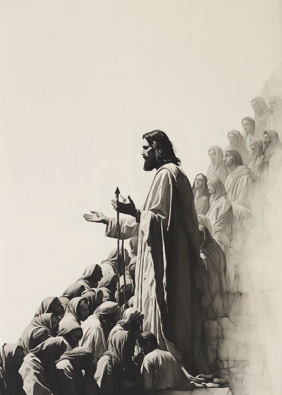 Jesus Walks on Water Christian Good Shepherd Art Poster Bible Watercolor Canvas Painting  Living Room Home Decor Cuadros