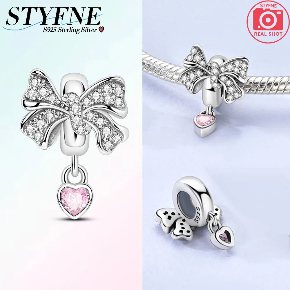 Romantic Original Accessories Sparkling Magic Cube Love Red Heart Beads 925 Silver Women Bracelet DIY Jewelry Gift Charms Beads