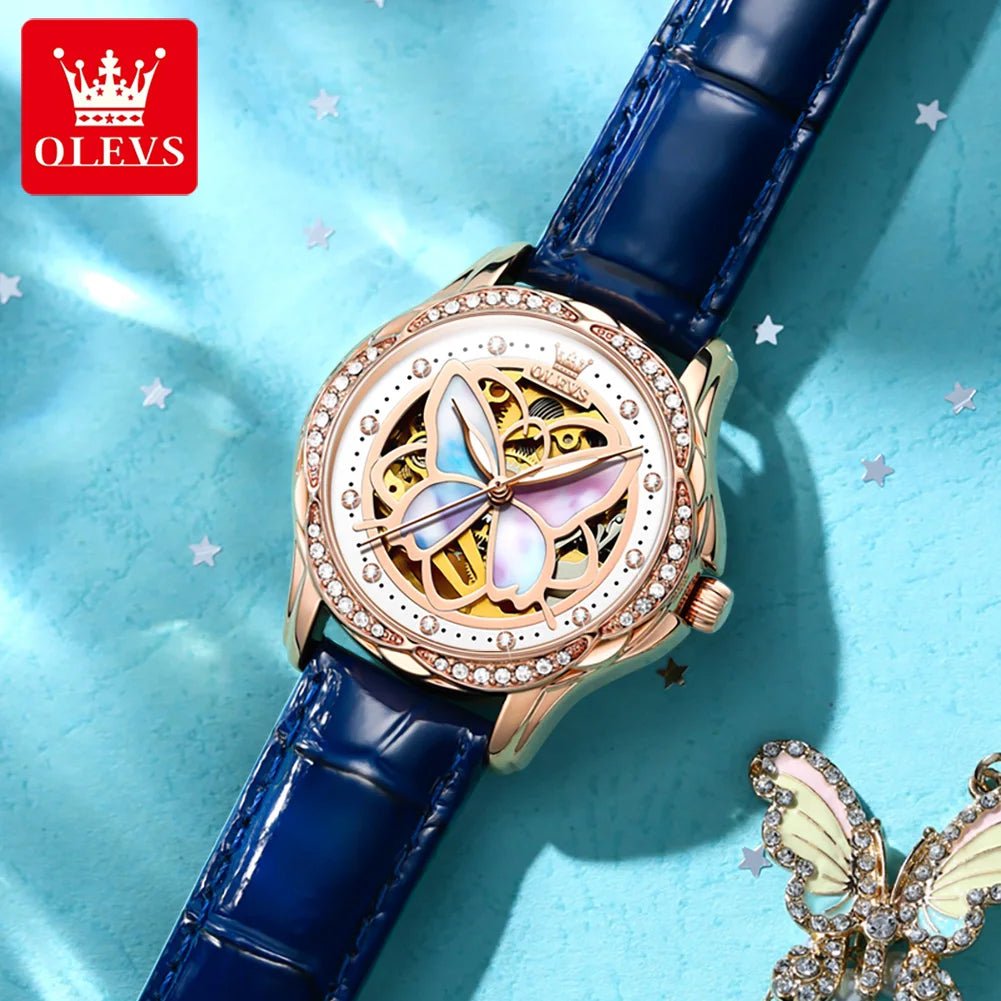 OLEVS 6615 Womens Watch Original Brand Automatic Mechanical Watch Waterproof Stainless Steel Watch With Box Watches Luxury Women