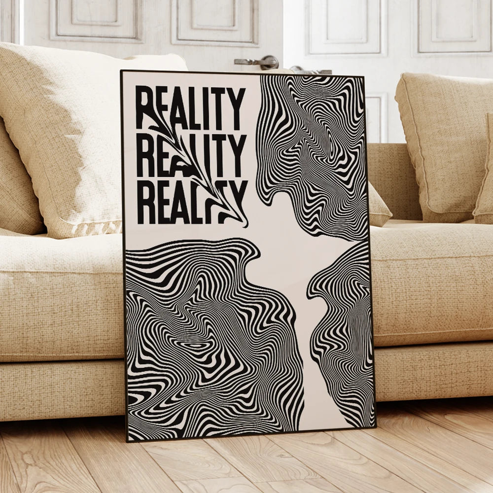 Trendy Minimalist Distorted Reality Retro Psychedelic Y2k Apartment Wall Art Canvas Painting Posters For Kitchen Room Home Decor