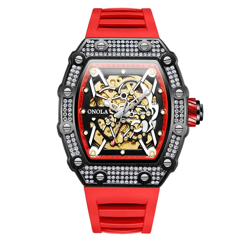 New 2022 Diamond Watch Men Brand ONOLA Luxury Automatic Mechanic Fashion Watches Man Waterpoor Montres Pour Hommes Clock