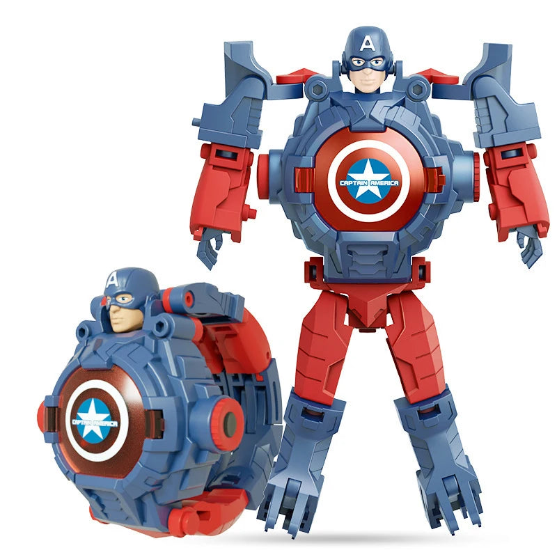 Children Watches Spiderman 24 Projection Patterns Toys for Boy Deformation Robot Projection Electronic Clock Kids Christmas Gift