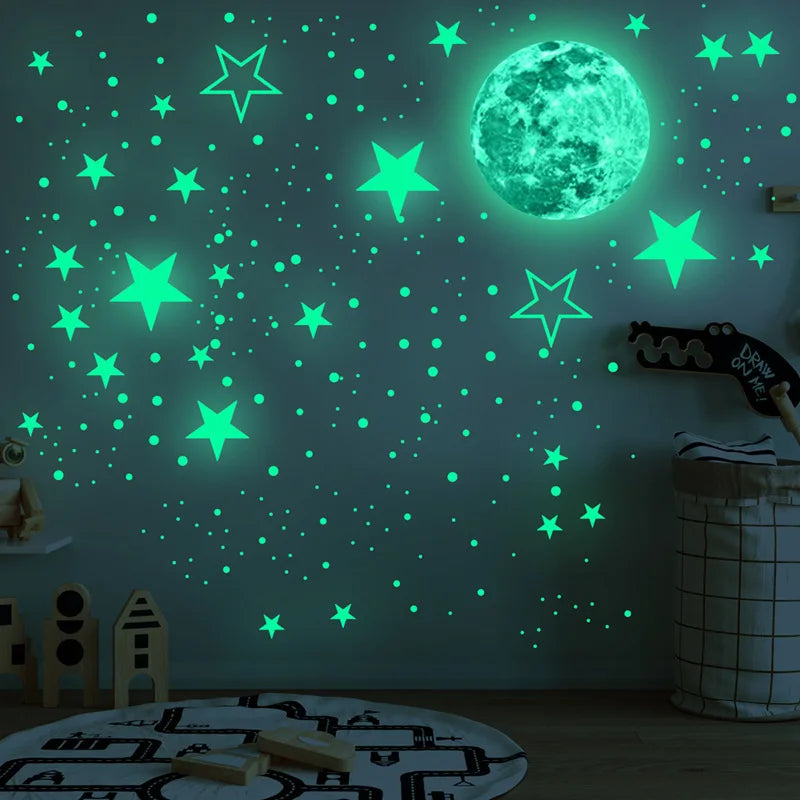 Luminous Moon Stars Wall Stickers for Kids room Bedroom Decor Glow in the dark Earth Wall Decals Noctilucent Stickers Home Decor
