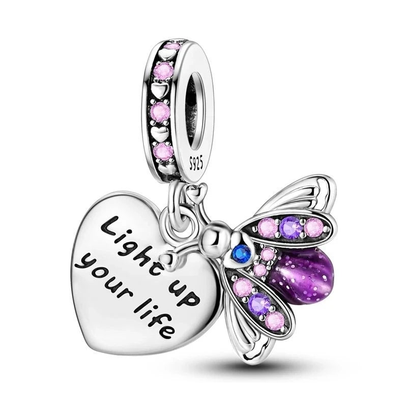 Romantic Original Accessories Sparkling Magic Cube Love Red Heart Beads 925 Silver Women Bracelet DIY Jewelry Gift Charms Beads