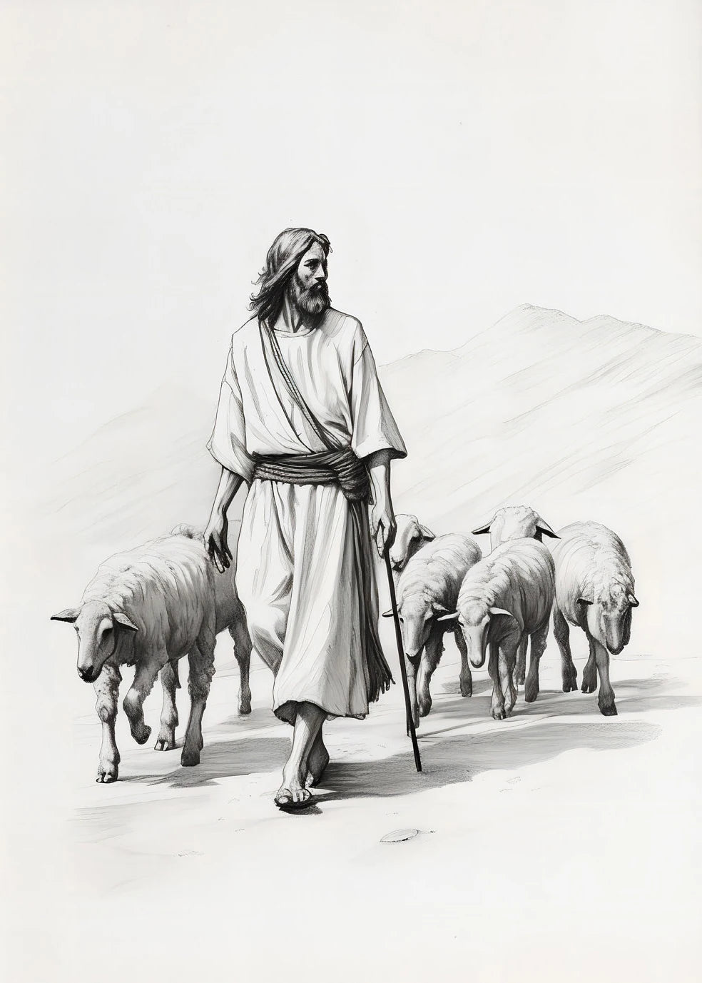 Jesus Walks on Water Christian Good Shepherd Art Poster Bible Watercolor Canvas Painting  Living Room Home Decor Cuadros