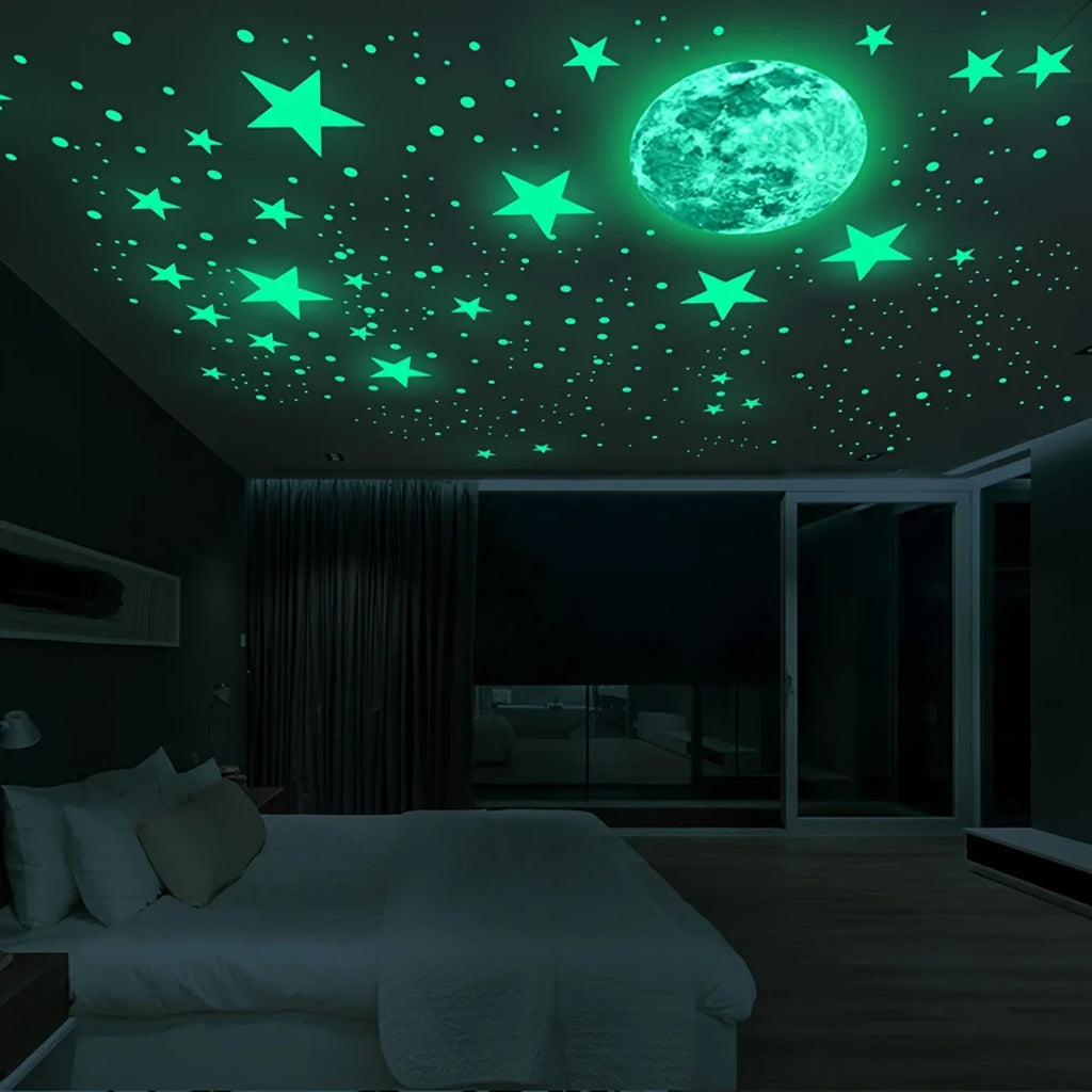 Luminous Moon Stars Wall Stickers for Kids room Bedroom Decor Glow in the dark Earth Wall Decals Noctilucent Stickers Home Decor