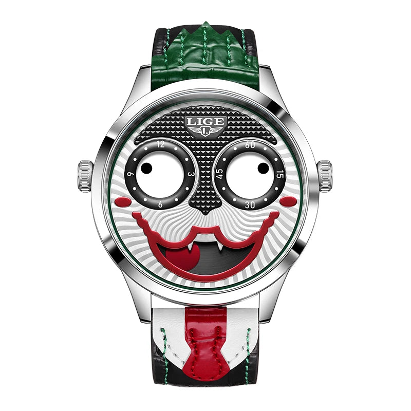 LIGE 2025 TOP Men's Watches Quartz Clown Dial Watches Unique Strange Fashion Cool Watch Waterproof watches for men reloj hommes