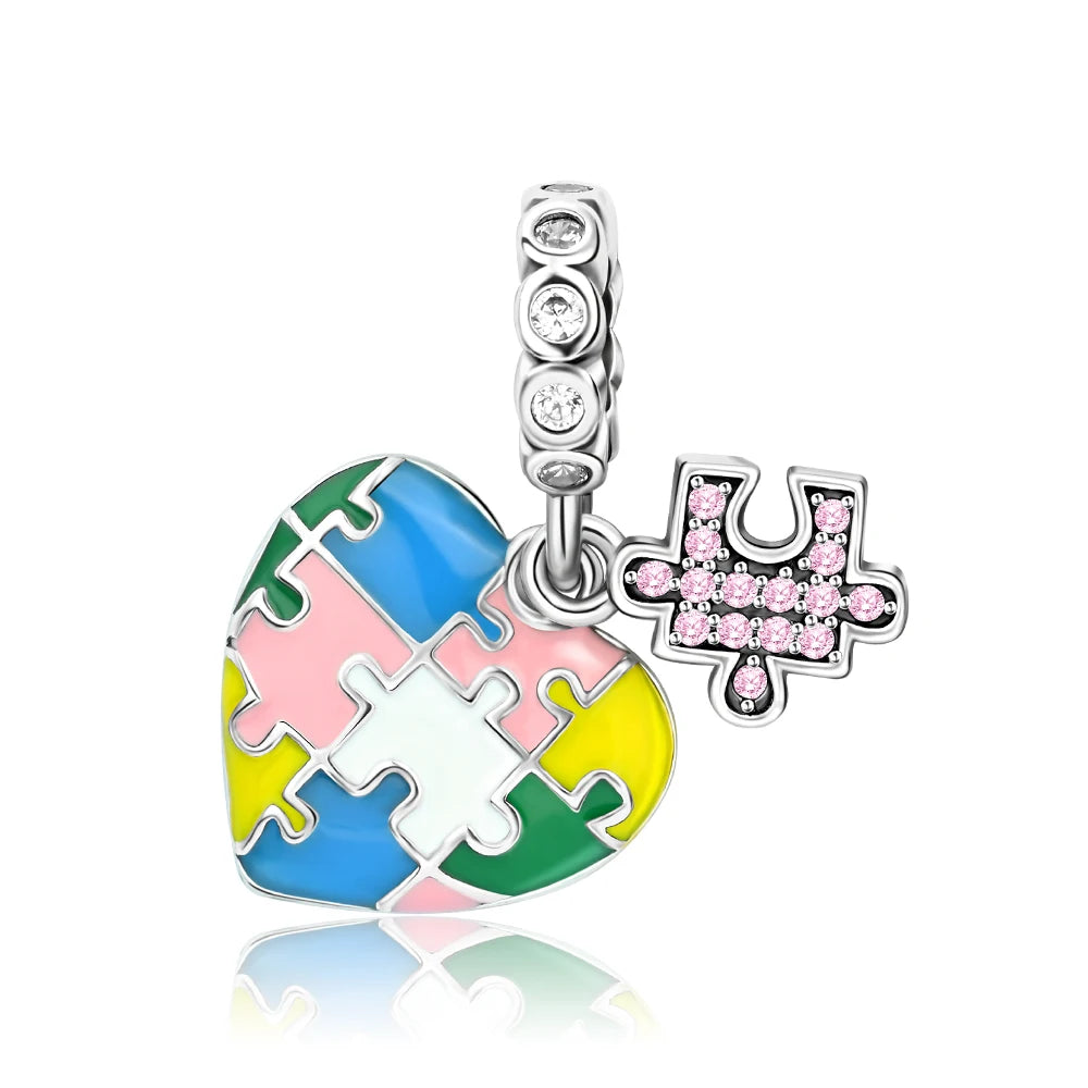 Romantic Original Accessories Sparkling Magic Cube Love Red Heart Beads 925 Silver Women Bracelet DIY Jewelry Gift Charms Beads