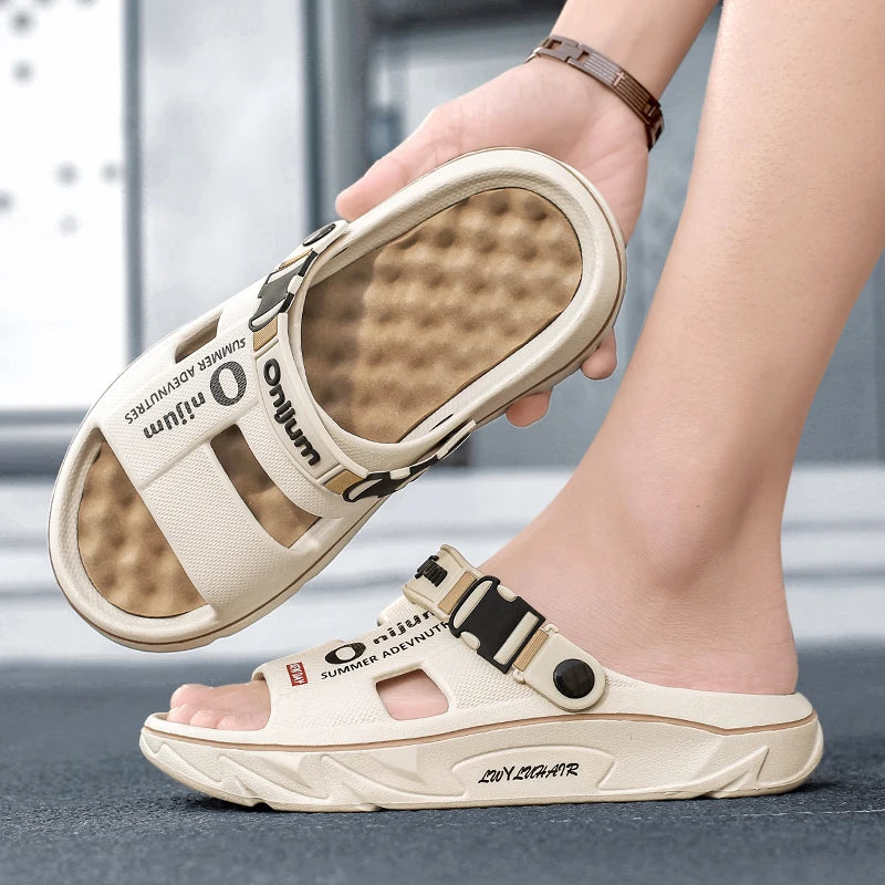 Summer Men's Massage Slippers Indoor Outdoor Sandals Beach Comfortable Soft Slides Clogs Casual Shoes Men Women Home Slippers