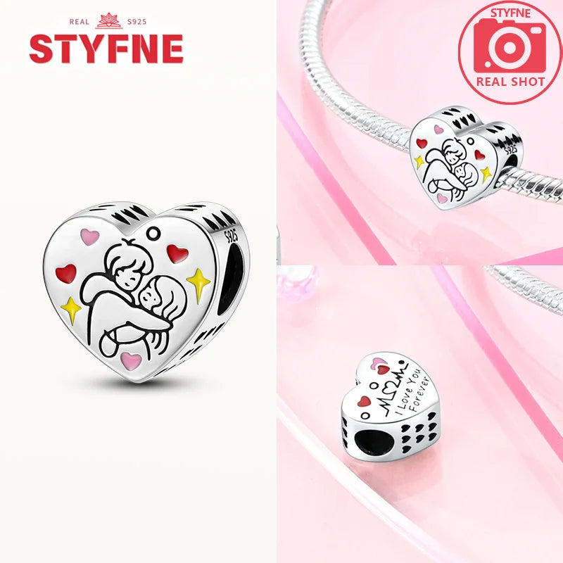 Romantic Original Accessories Sparkling Magic Cube Love Red Heart Beads 925 Silver Women Bracelet DIY Jewelry Gift Charms Beads