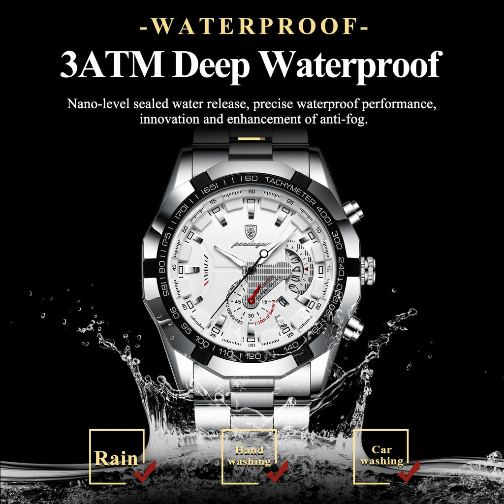POEDAGAR Fashion Luxury Male Watch Waterproof Luminous Date Man Wristwatch Stainless Steel High Quality New Men's Quartz Watches