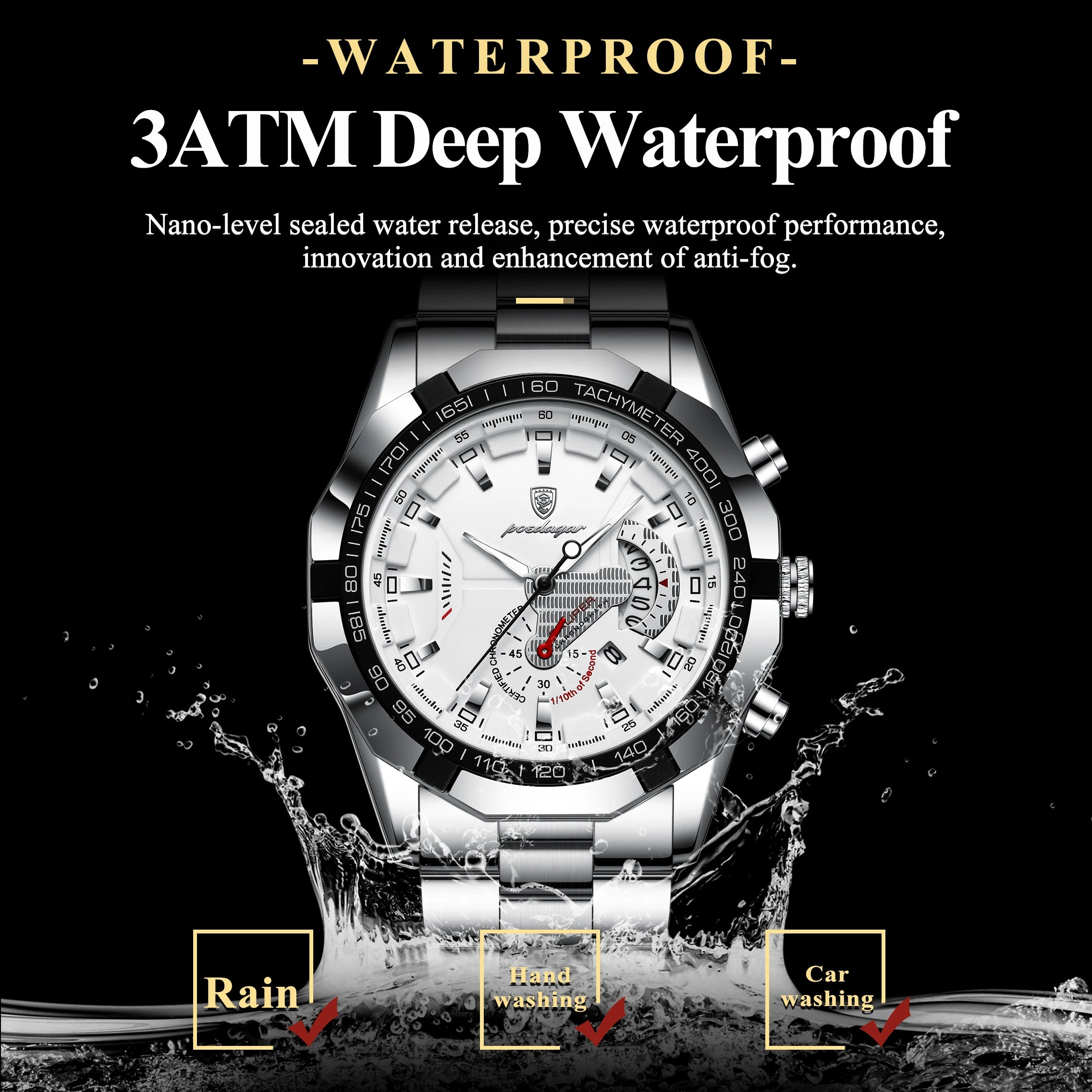 POEDAGAR Fashion Luxury Male Watch Waterproof Luminous Date Man Wristwatch Stainless Steel High Quality New Men's Quartz Watches