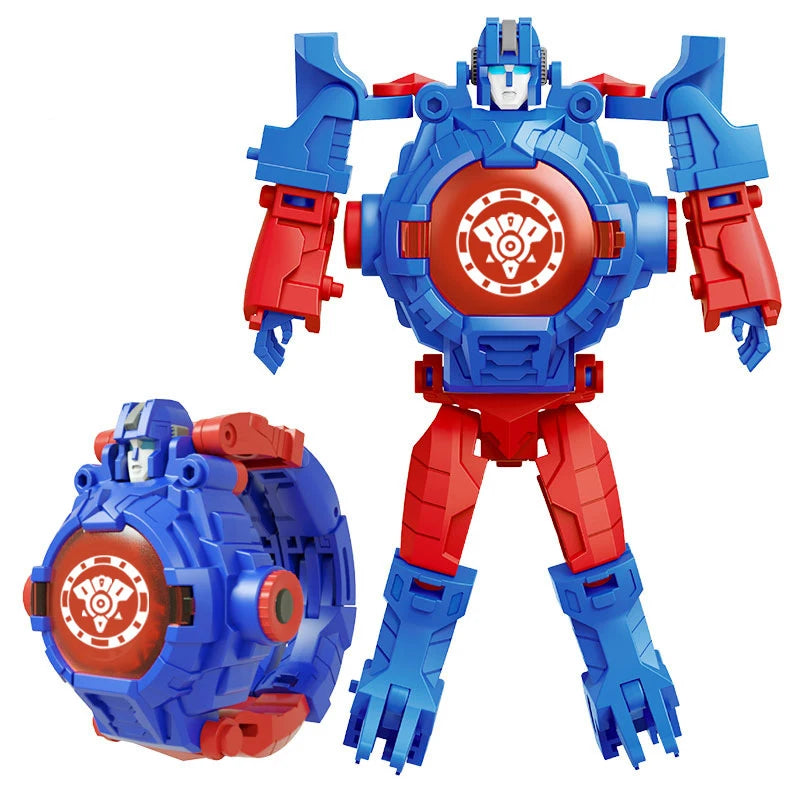 Children Watches Spiderman 24 Projection Patterns Toys for Boy Deformation Robot Projection Electronic Clock Kids Christmas Gift