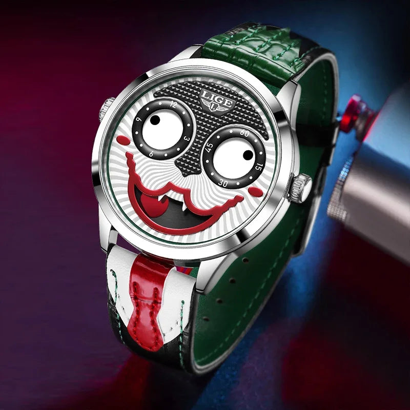 LIGE 2025 TOP Men's Watches Quartz Clown Dial Watches Unique Strange Fashion Cool Watch Waterproof watches for men reloj hommes