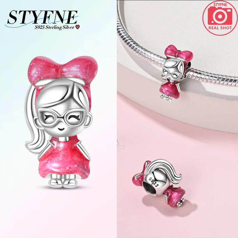 Romantic Original Accessories Sparkling Magic Cube Love Red Heart Beads 925 Silver Women Bracelet DIY Jewelry Gift Charms Beads