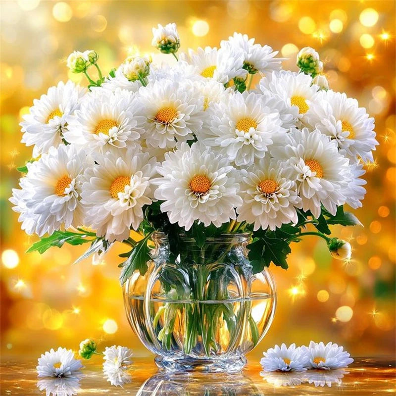 HUACAN Diamond Mosaic Chrysanthemum Flower Sunset Home Decor Rhinestones Diy Diamond Painting Floral Gift Full Kits