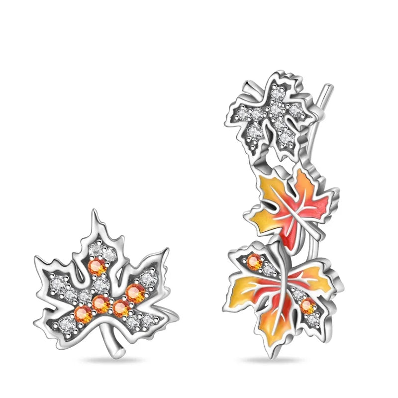 Fashion Spring Series Earrings For Women 925 Silver Color Butterfly Dragonfly Flower Heart Shaped Ear Studs Fine Jewelry Couple