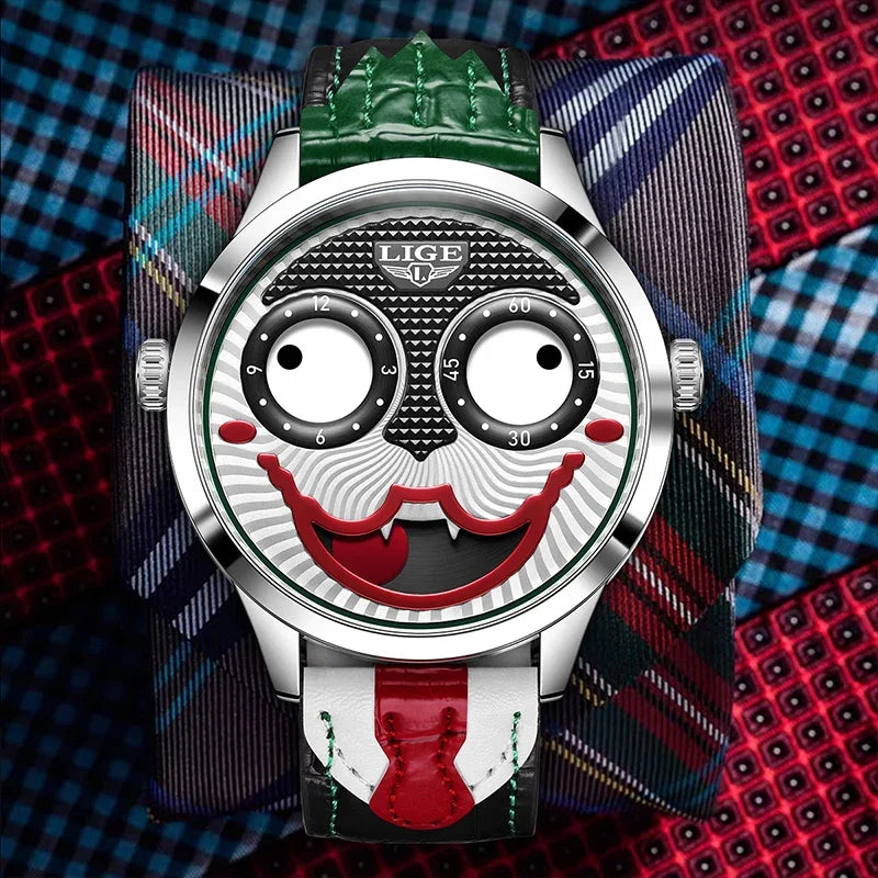 LIGE 2025 TOP Men's Watches Quartz Clown Dial Watches Unique Strange Fashion Cool Watch Waterproof watches for men reloj hommes