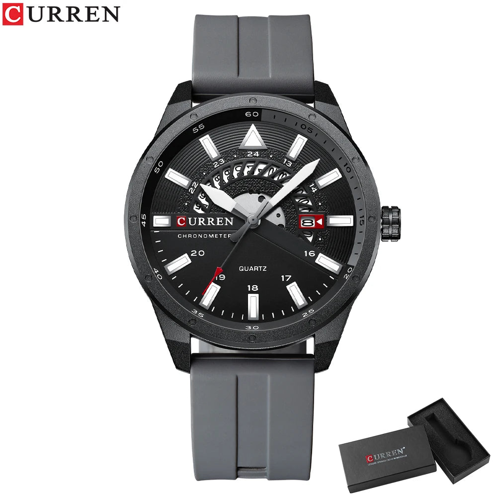 CURREN 8421 Men's Watch Luxury Men's Quartz Watch Breathable Leather Strap Waterproof Business Casual Sports Men's Watch