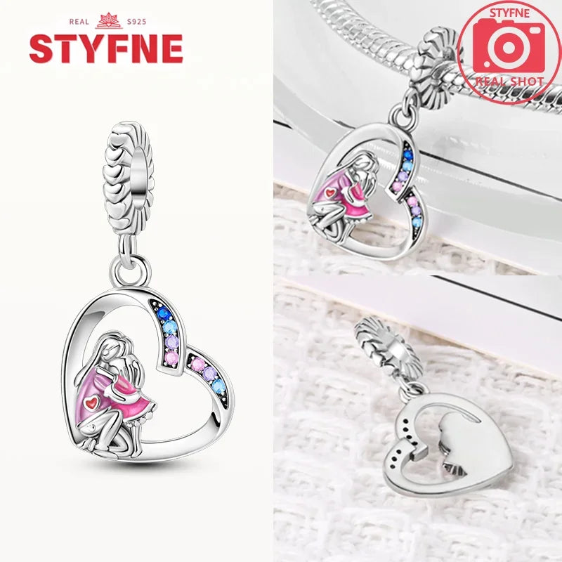 Romantic Original Accessories Sparkling Magic Cube Love Red Heart Beads 925 Silver Women Bracelet DIY Jewelry Gift Charms Beads