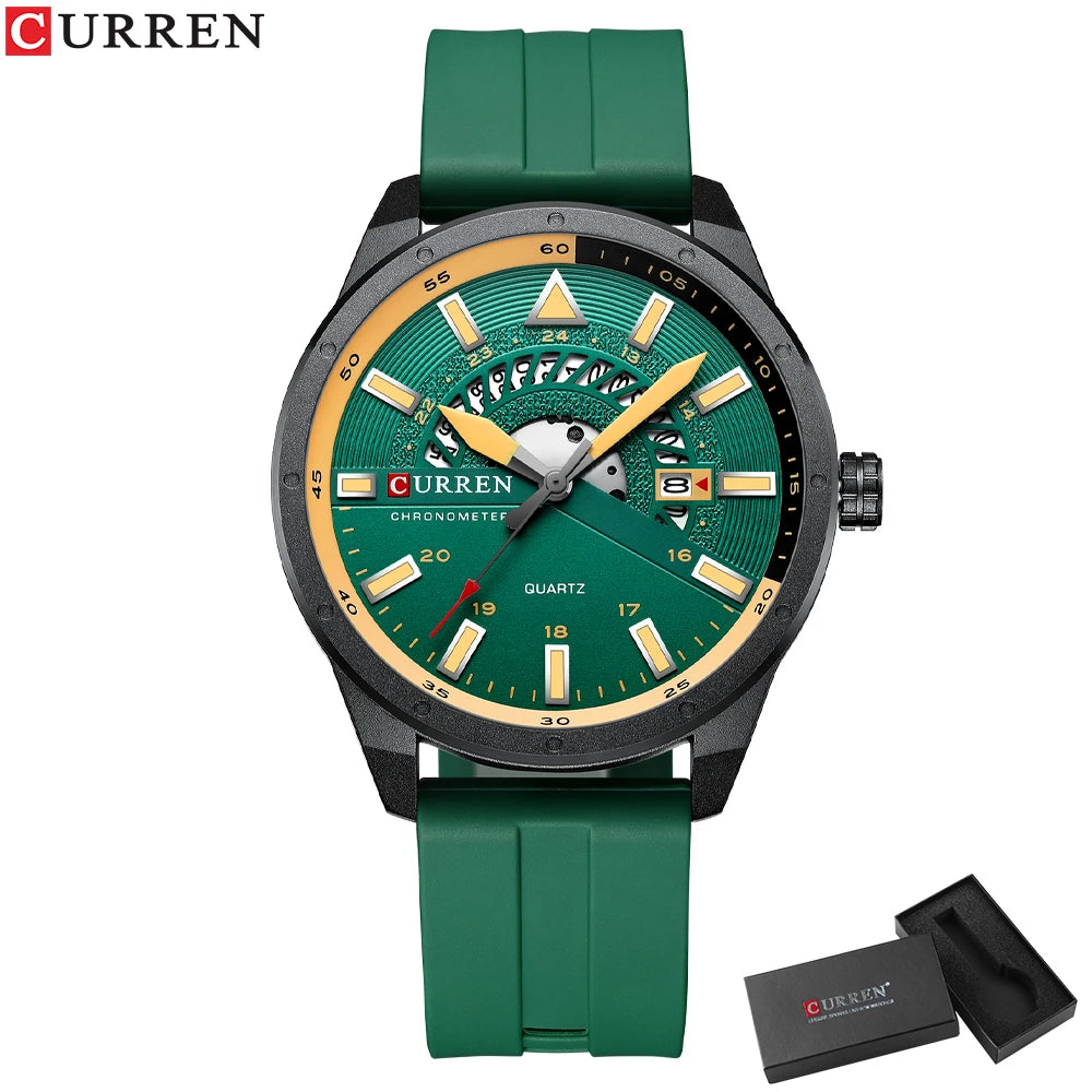 CURREN 8421 Men's Watch Luxury Men's Quartz Watch Breathable Leather Strap Waterproof Business Casual Sports Men's Watch