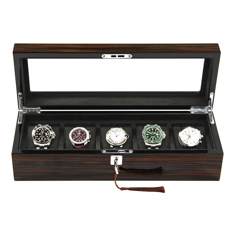 Wood Watch Box Storage Case Big Size Watch Boxes Organizer Men Mechanical Wrist Watches Transparent Skylight Display Collection