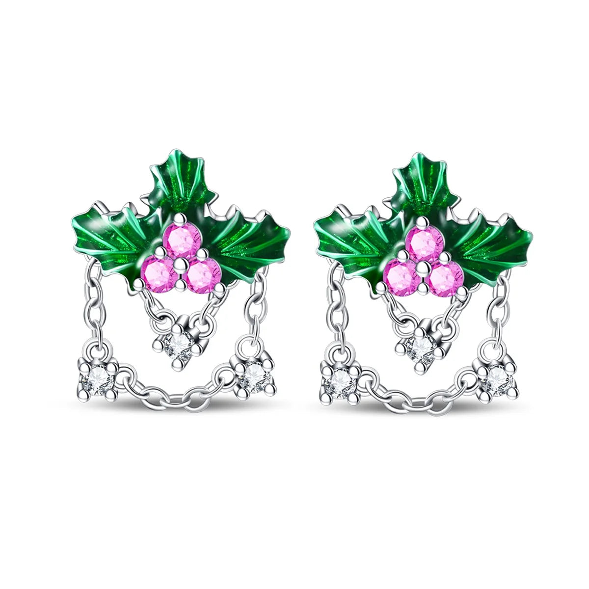 Fashion Spring Series Earrings For Women 925 Silver Color Butterfly Dragonfly Flower Heart Shaped Ear Studs Fine Jewelry Couple