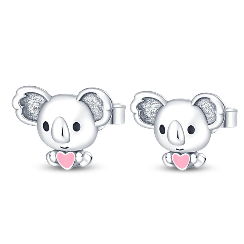 Fashion Spring Series Earrings For Women 925 Silver Color Butterfly Dragonfly Flower Heart Shaped Ear Studs Fine Jewelry Couple