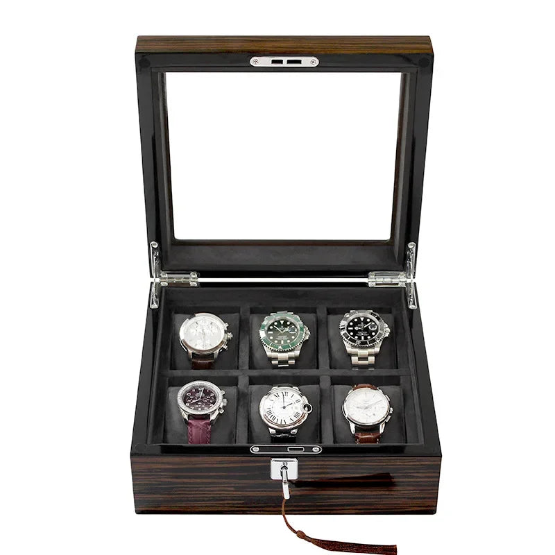 Wood Watch Box Storage Case Big Size Watch Boxes Organizer Men Mechanical Wrist Watches Transparent Skylight Display Collection