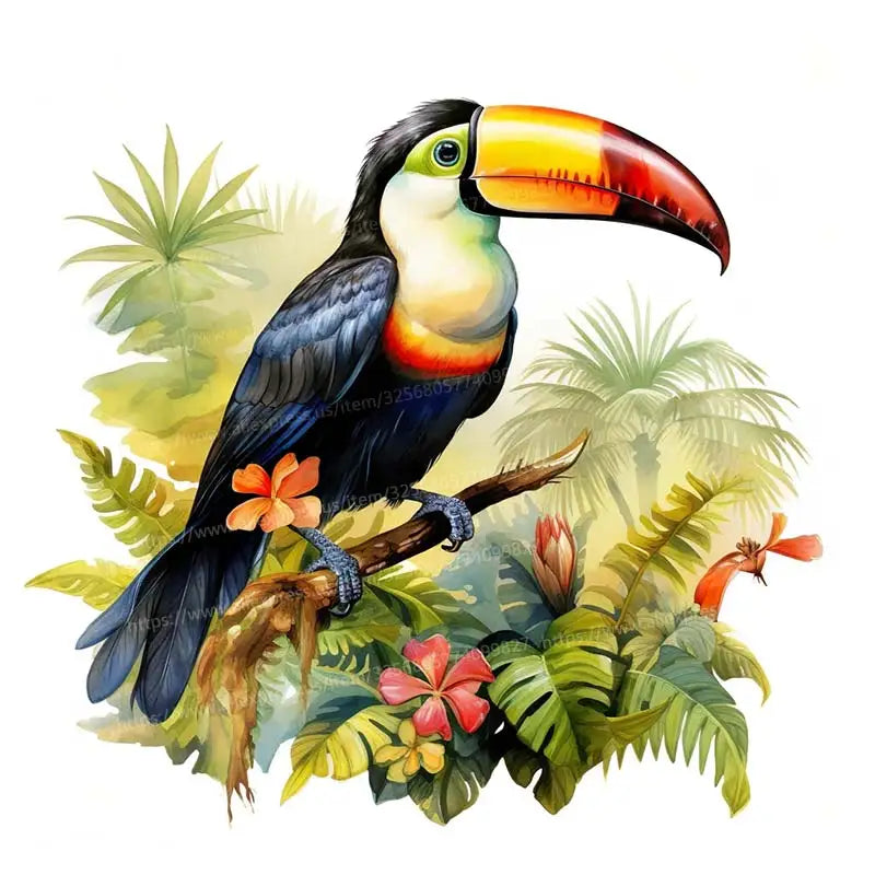 Toucan Watercolor Bird Wall Sticker Art Mural Living Room Bedroom Cabinet Decoration Home Decor Cute Animal Stickers S108
