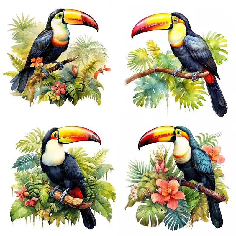 Toucan Watercolor Bird Wall Sticker Art Mural Living Room Bedroom Cabinet Decoration Home Decor Cute Animal Stickers S108