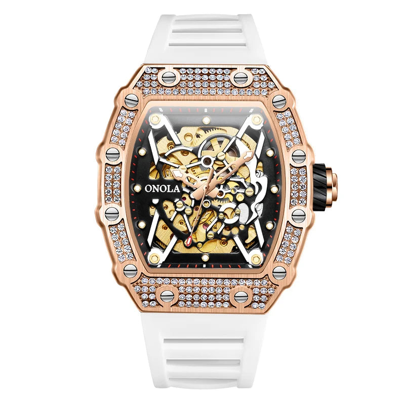 New 2022 Diamond Watch Men Brand ONOLA Luxury Automatic Mechanic Fashion Watches Man Waterpoor Montres Pour Hommes Clock