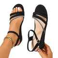 Summer Round Toe Shallow Mouth Thick Soled Mid Heel Sandals Fashionable New Comfortable Casual Sandals for Women's Outdoor Wear