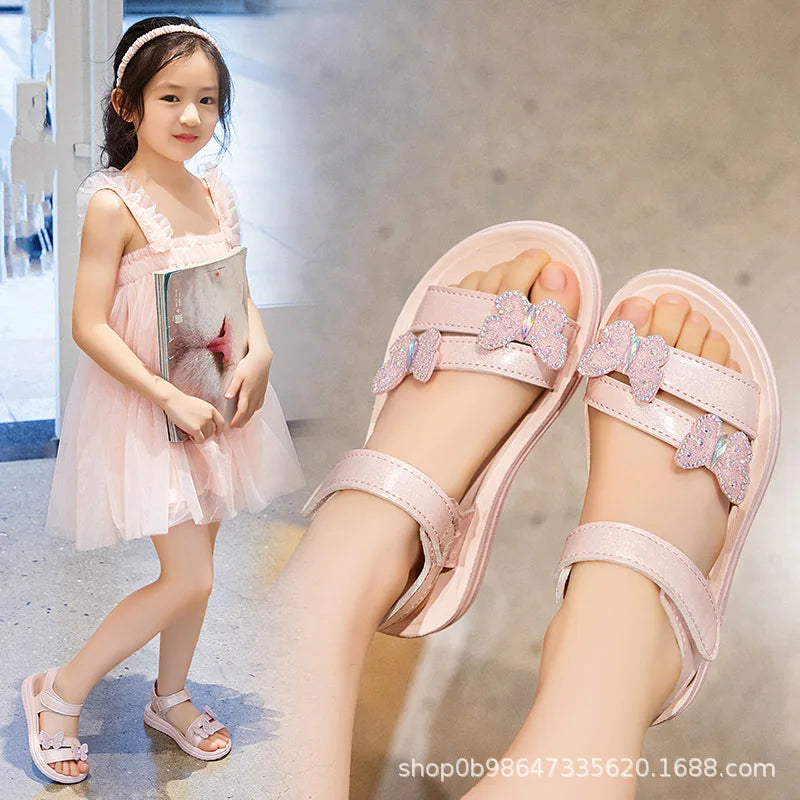 Summer Sandals for Girls Colorful Bow Children's Sandals Shoes Anti Slip Wear-resistant Soft Bottom Girls Shoes Free Shipping
