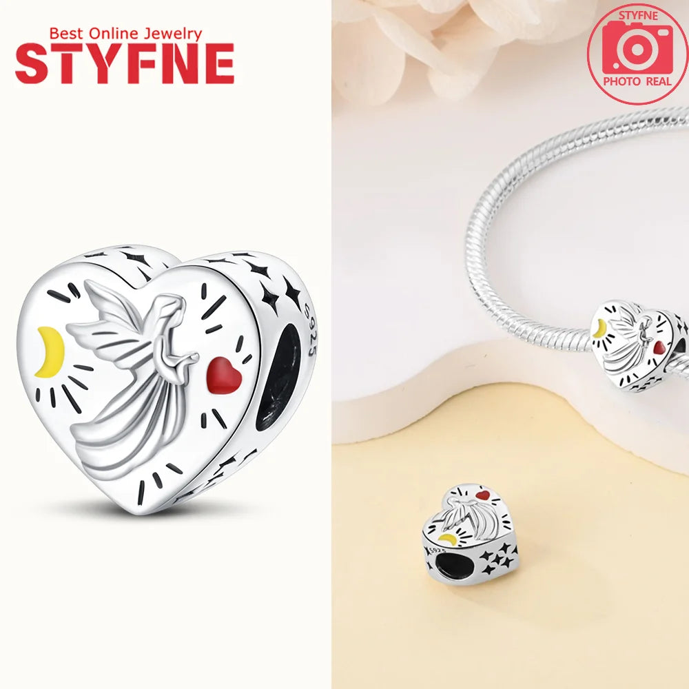 Romantic Original Accessories Sparkling Magic Cube Love Red Heart Beads 925 Silver Women Bracelet DIY Jewelry Gift Charms Beads