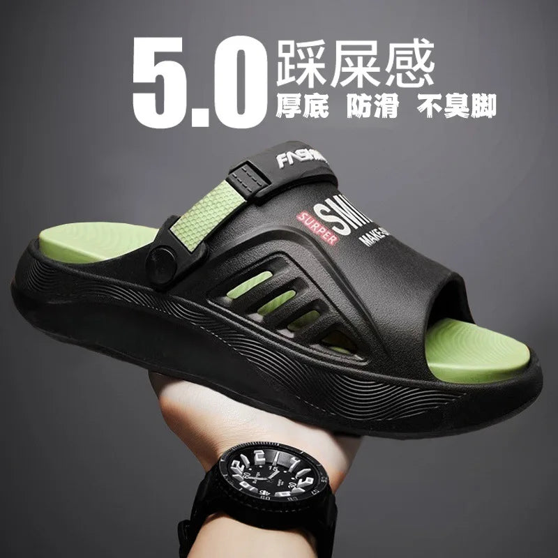 Summer wear trendy brand stepping on shit feeling non-slip seaside beach one-word sandals outdoor dual-purpose sandals