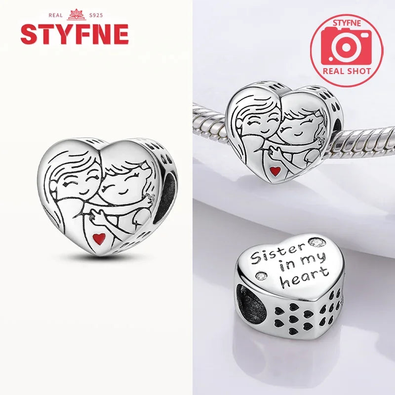 Romantic Original Accessories Sparkling Magic Cube Love Red Heart Beads 925 Silver Women Bracelet DIY Jewelry Gift Charms Beads