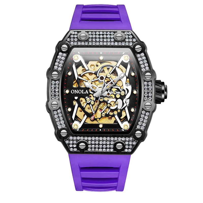 New 2022 Diamond Watch Men Brand ONOLA Luxury Automatic Mechanic Fashion Watches Man Waterpoor Montres Pour Hommes Clock