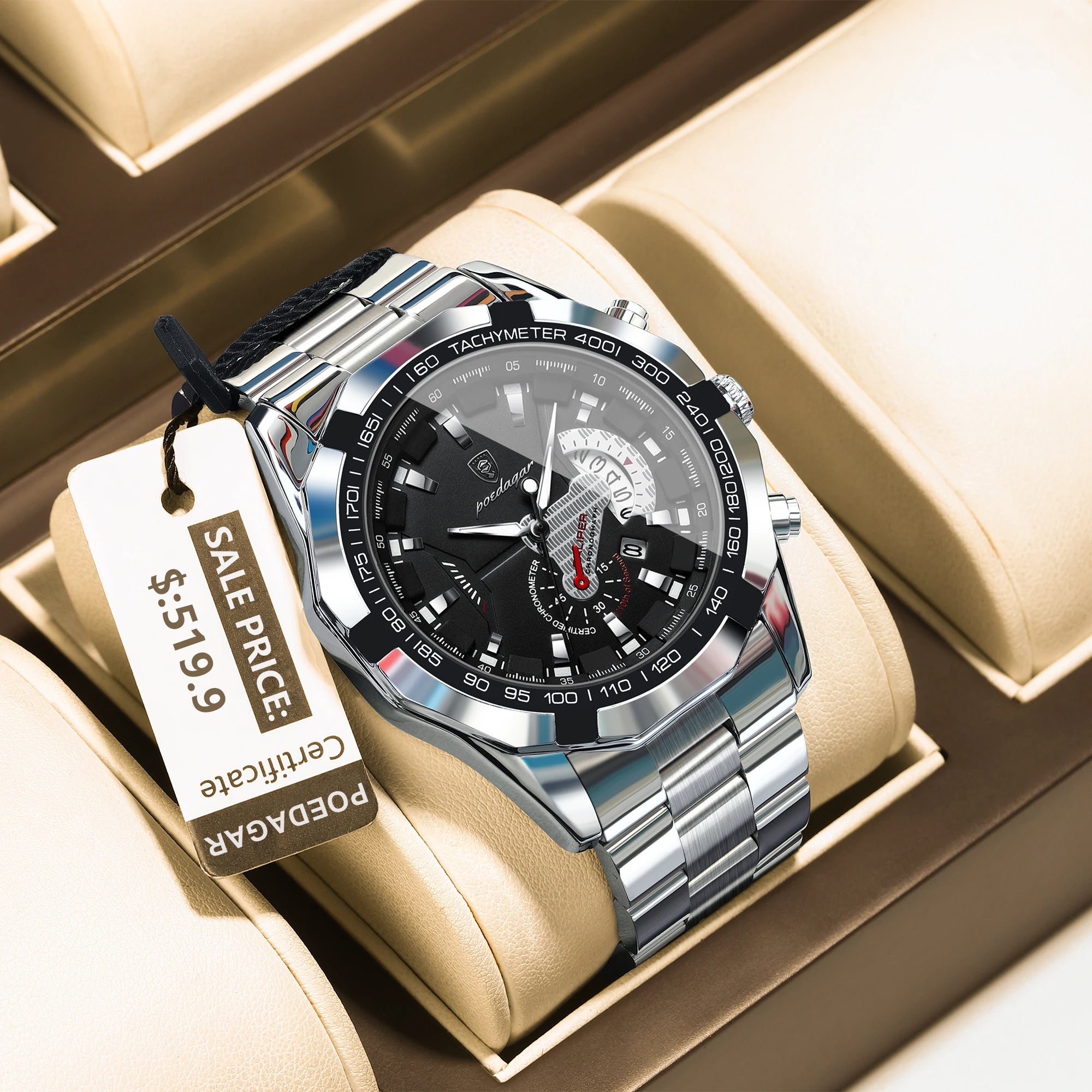 POEDAGAR Fashion Luxury Male Watch Waterproof Luminous Date Man Wristwatch Stainless Steel High Quality New Men's Quartz Watches
